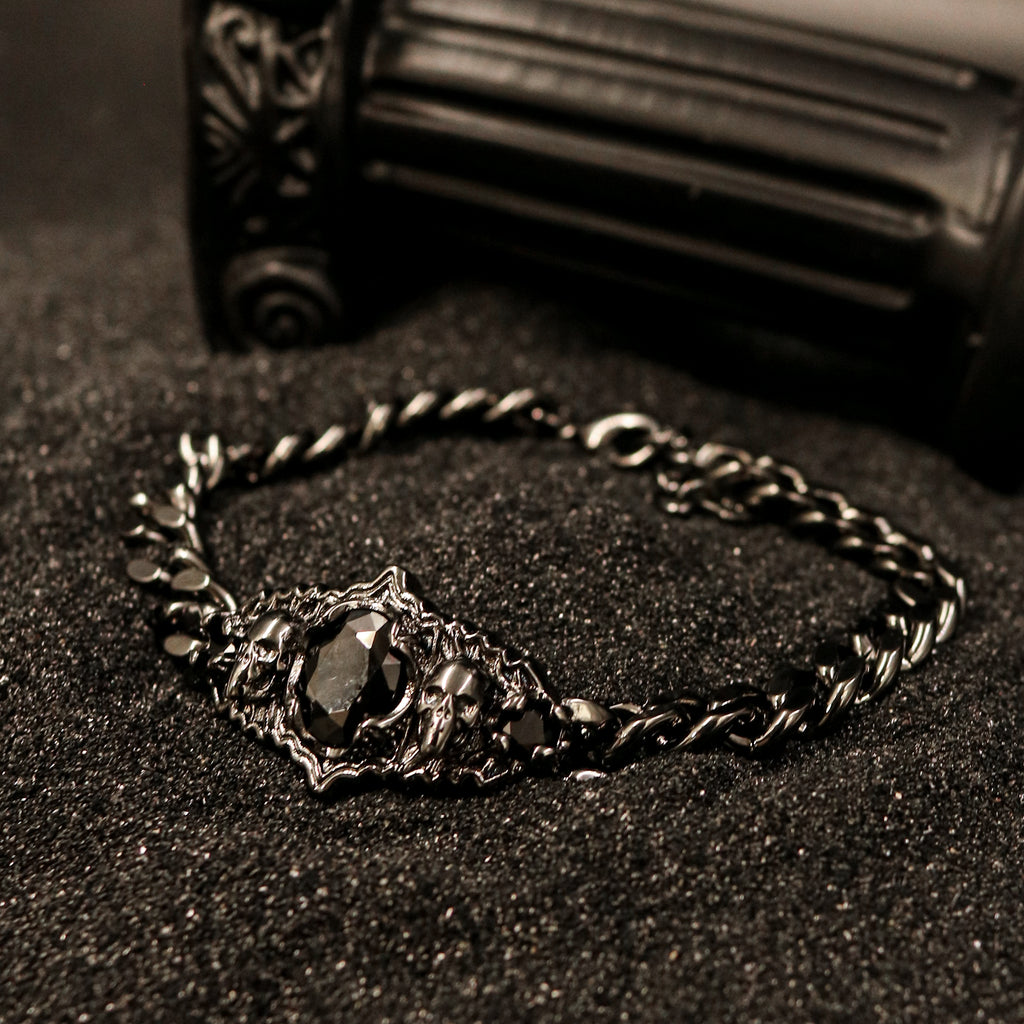 Skull Obsidian Chain Wristband