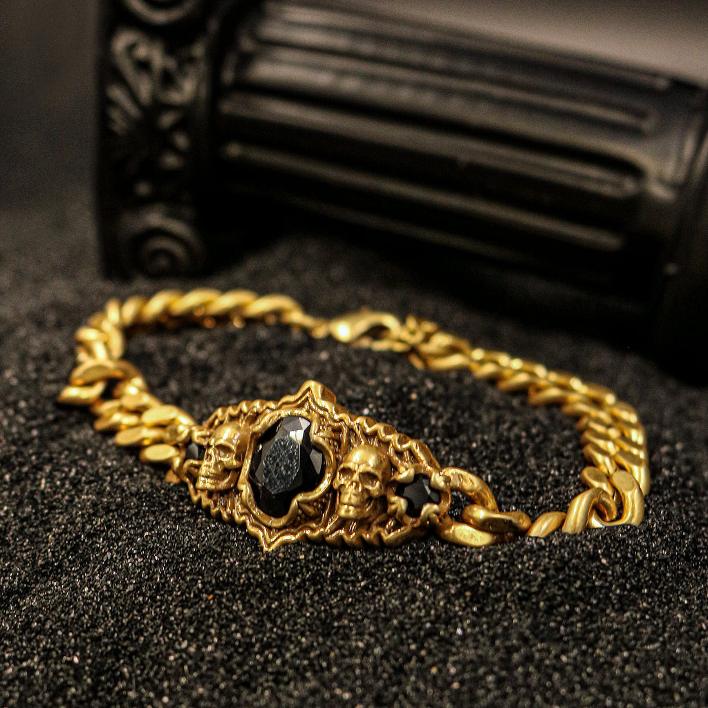 Skull Obsidian Chain Wristband
