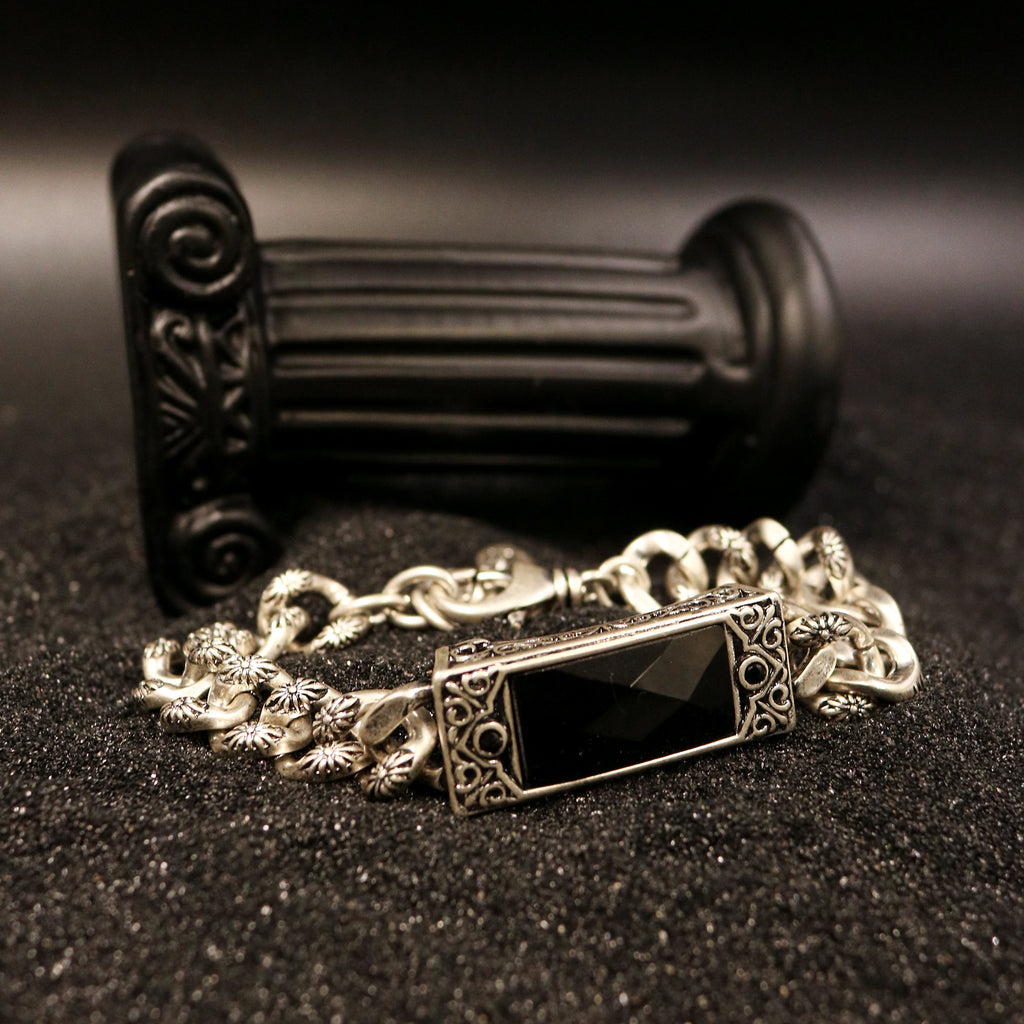 Obsidian Bar Chain Wristband