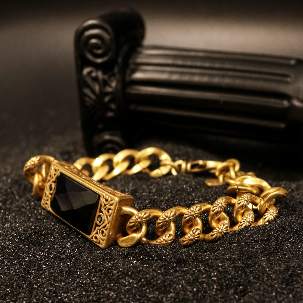 Obsidian Bar Chain Wristband