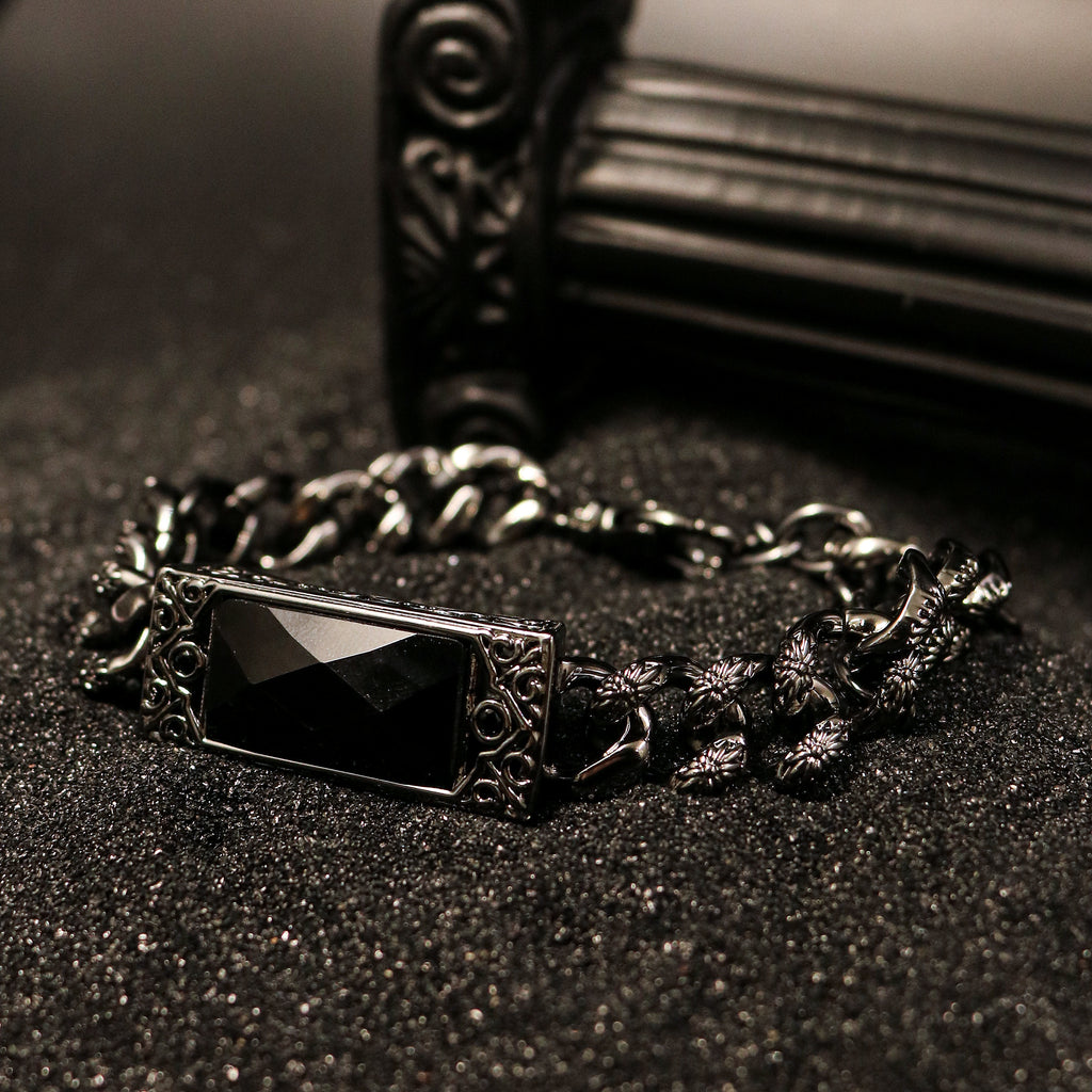 Obsidian Bar Chain Wristband