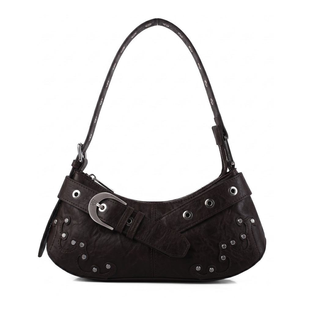Baguette Shoulder Bag with Crystal Wave Detail and RR Buckle