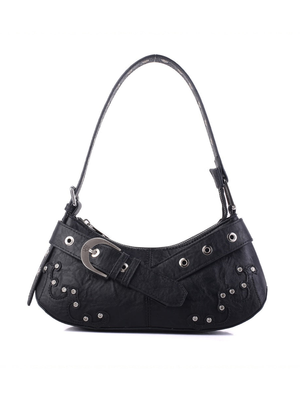 Baguette Shoulder Bag with Crystal Wave Detail and RR Buckle