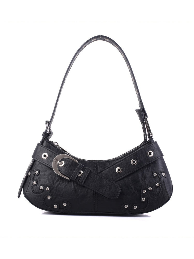 Baguette Shoulder Bag with Crystal Wave Detail and RR Buckle