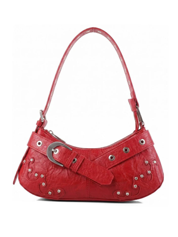 Baguette Shoulder Bag with Crystal Wave Detail and RR Buckle
