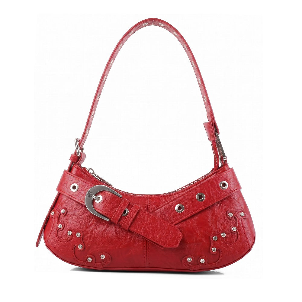 Baguette Shoulder Bag with Crystal Wave Detail and RR Buckle