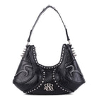 Studded Shoulder Bag with Spiked Hardware and RR Logo Detail