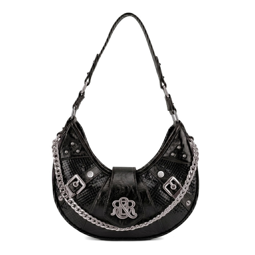 Vesper Snake-Print Chain Shoulder Bag