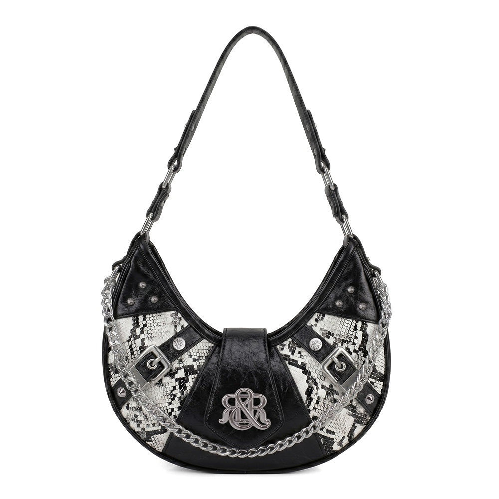 Vesper Snake-Print Chain Shoulder Bag