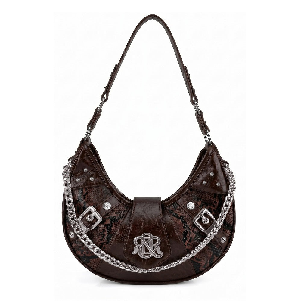 Vesper Snake-Print Chain Shoulder Bag
