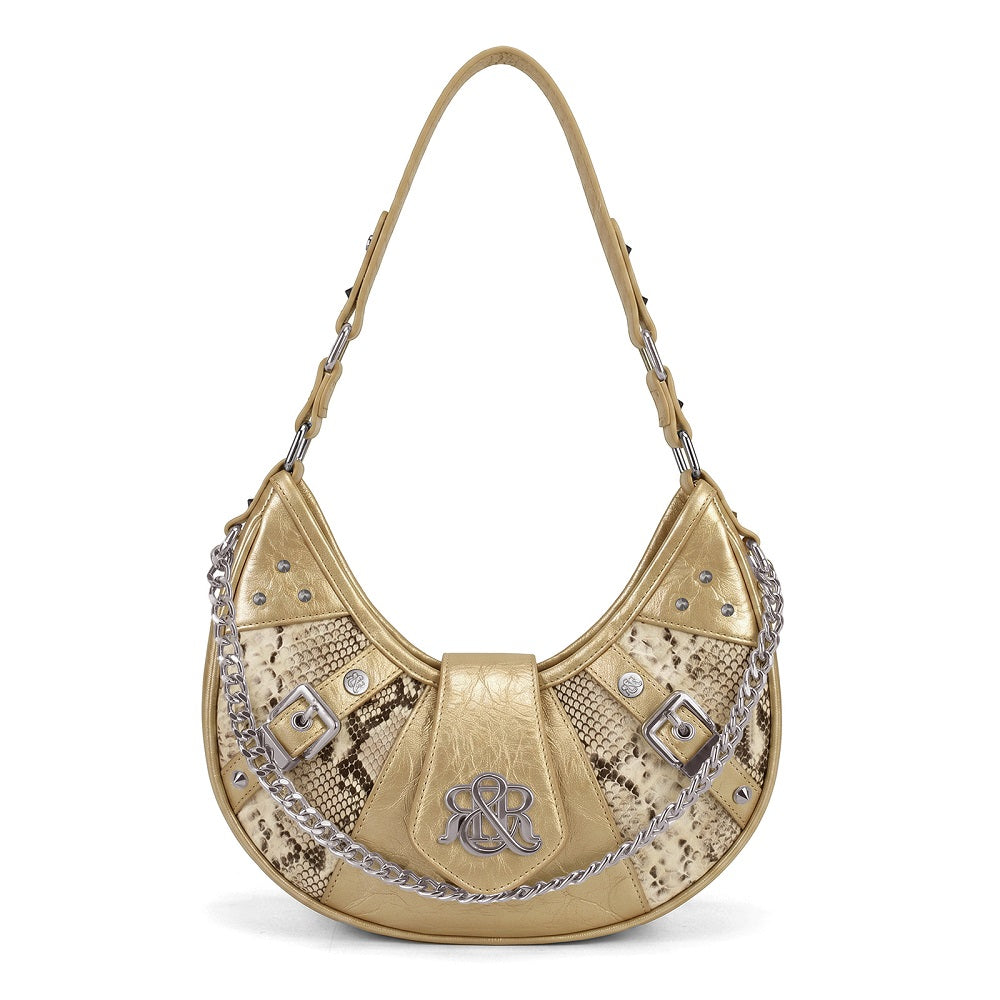 Vesper Snake-Print Chain Shoulder Bag
