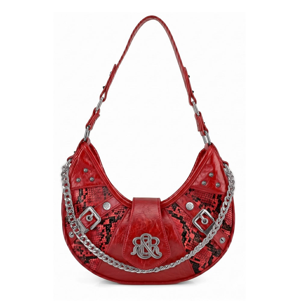 Vesper Snake-Print Chain Shoulder Bag