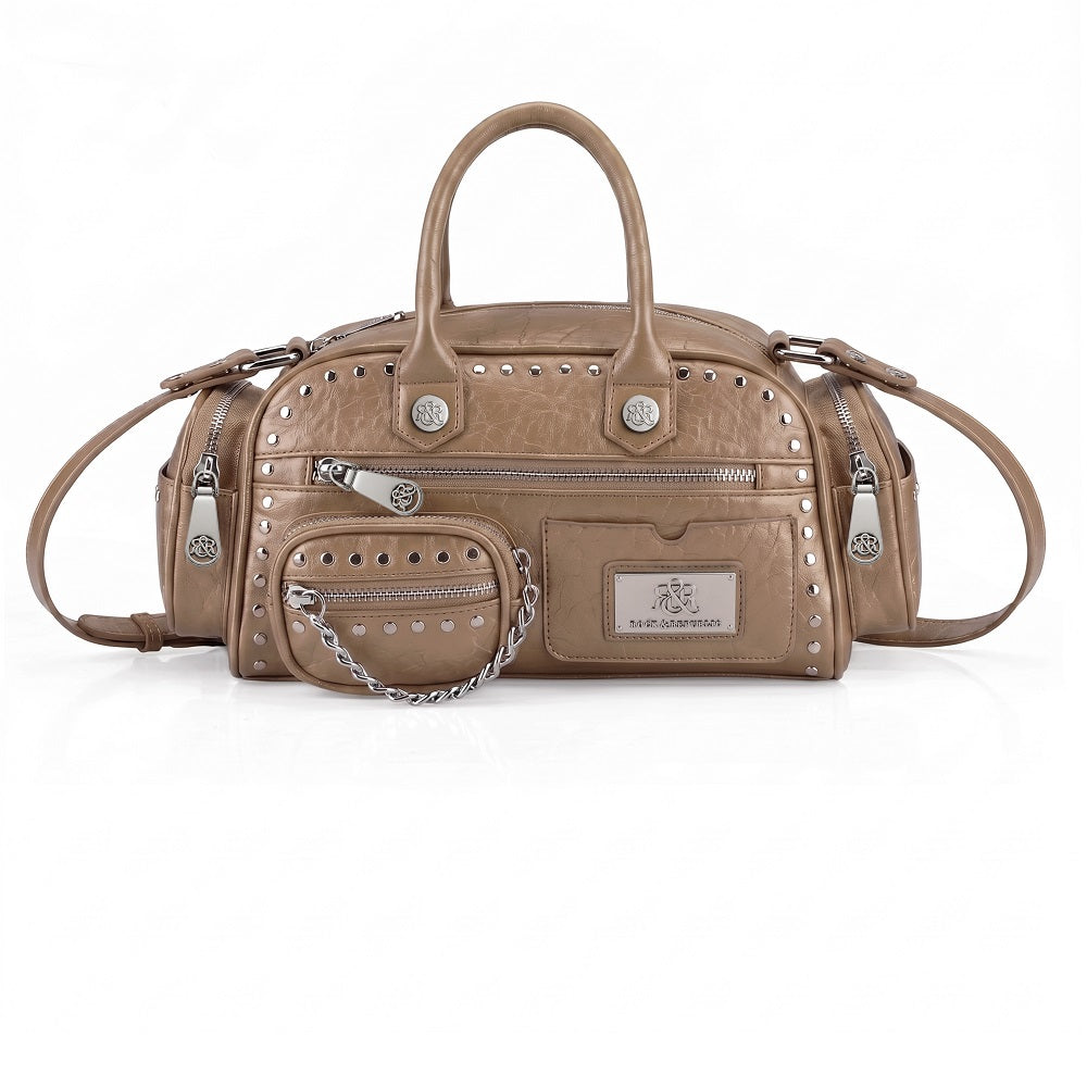 Rivet Mini Boston Bag with Detachable Chain Pouch