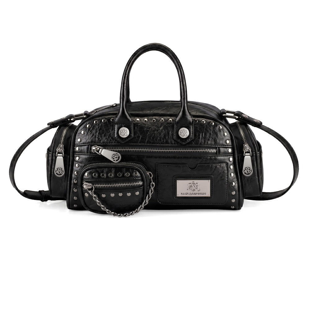 Rivet Mini Boston Bag with Detachable Chain Pouch