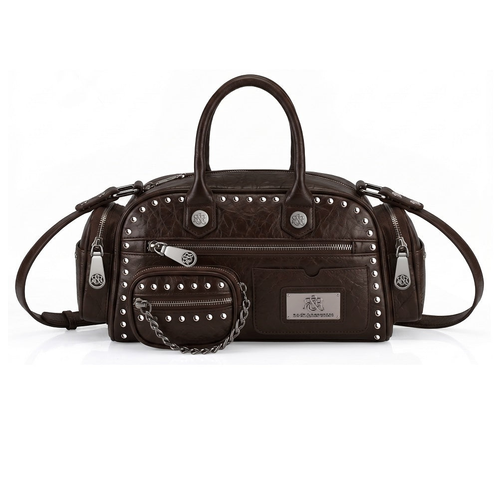Rivet Mini Boston Bag with Detachable Chain Pouch