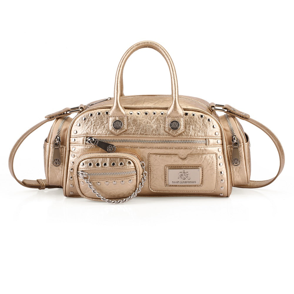 Rivet Mini Boston Bag with Detachable Chain Pouch