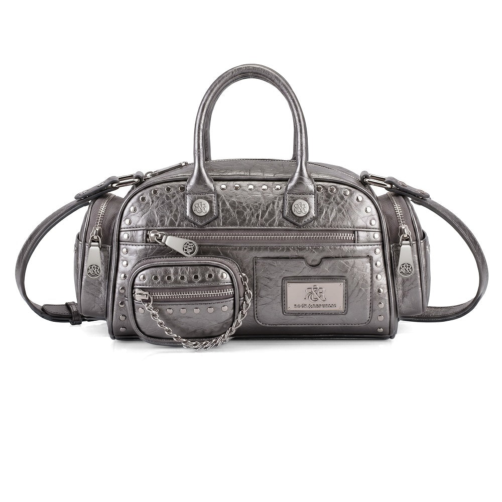 Rivet Mini Boston Bag with Detachable Chain Pouch