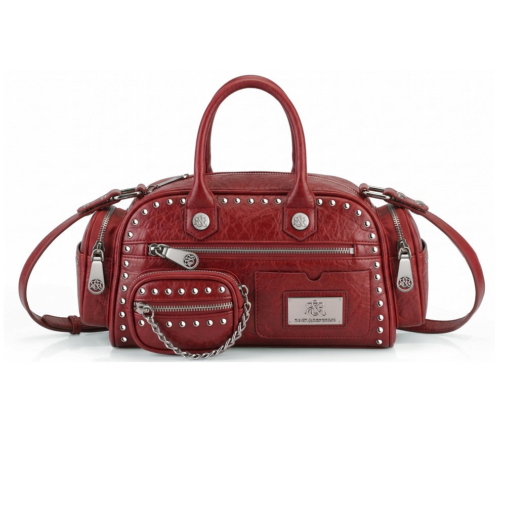 Rivet Mini Boston Bag with Detachable Chain Pouch