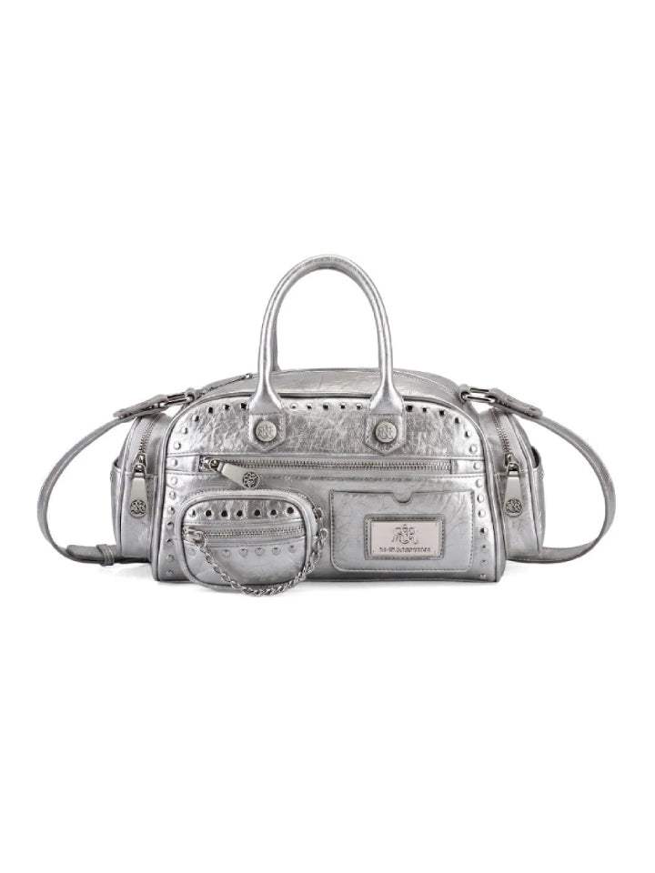 Rivet Mini Boston Bag with Detachable Chain Pouch