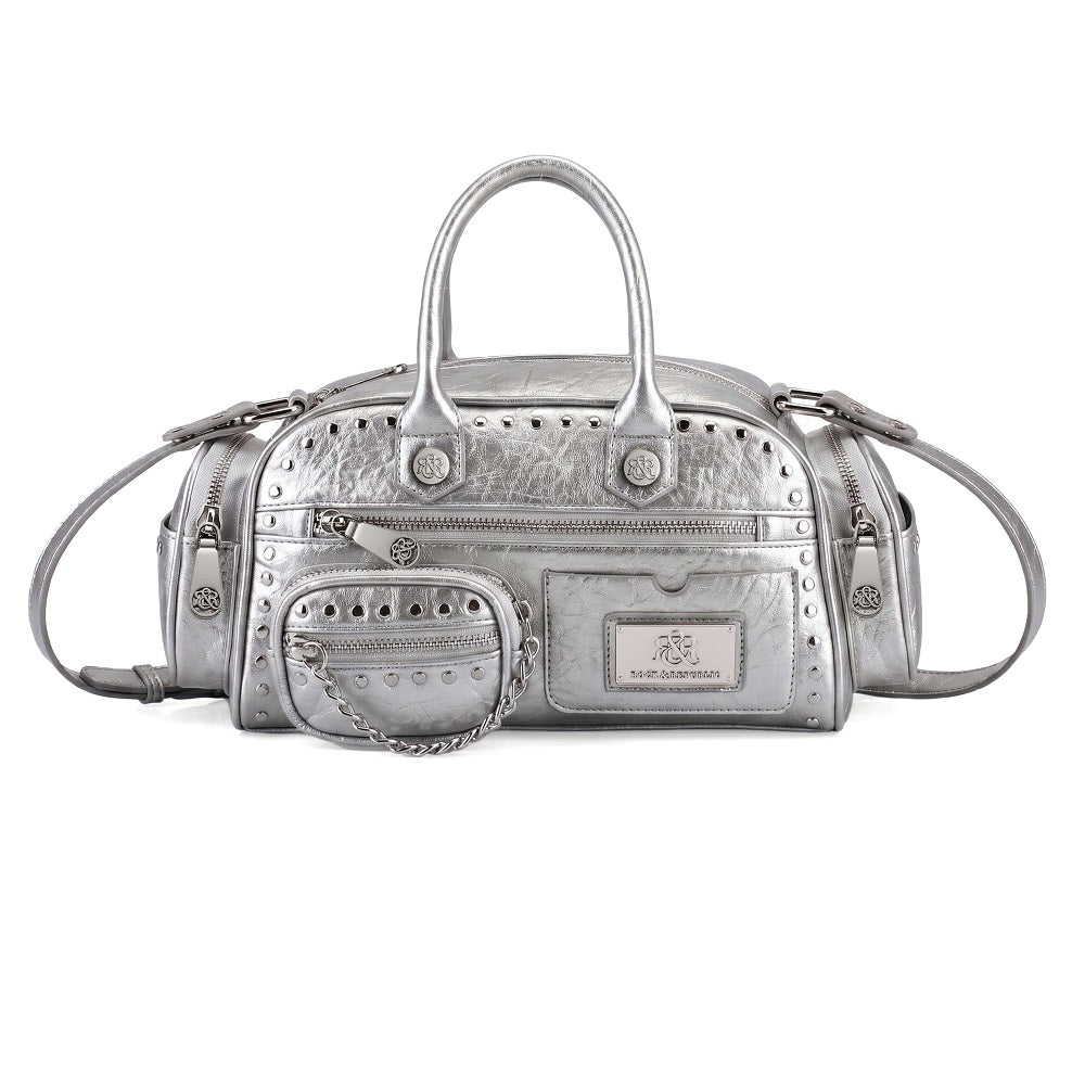 Rivet Mini Boston Bag with Detachable Chain Pouch