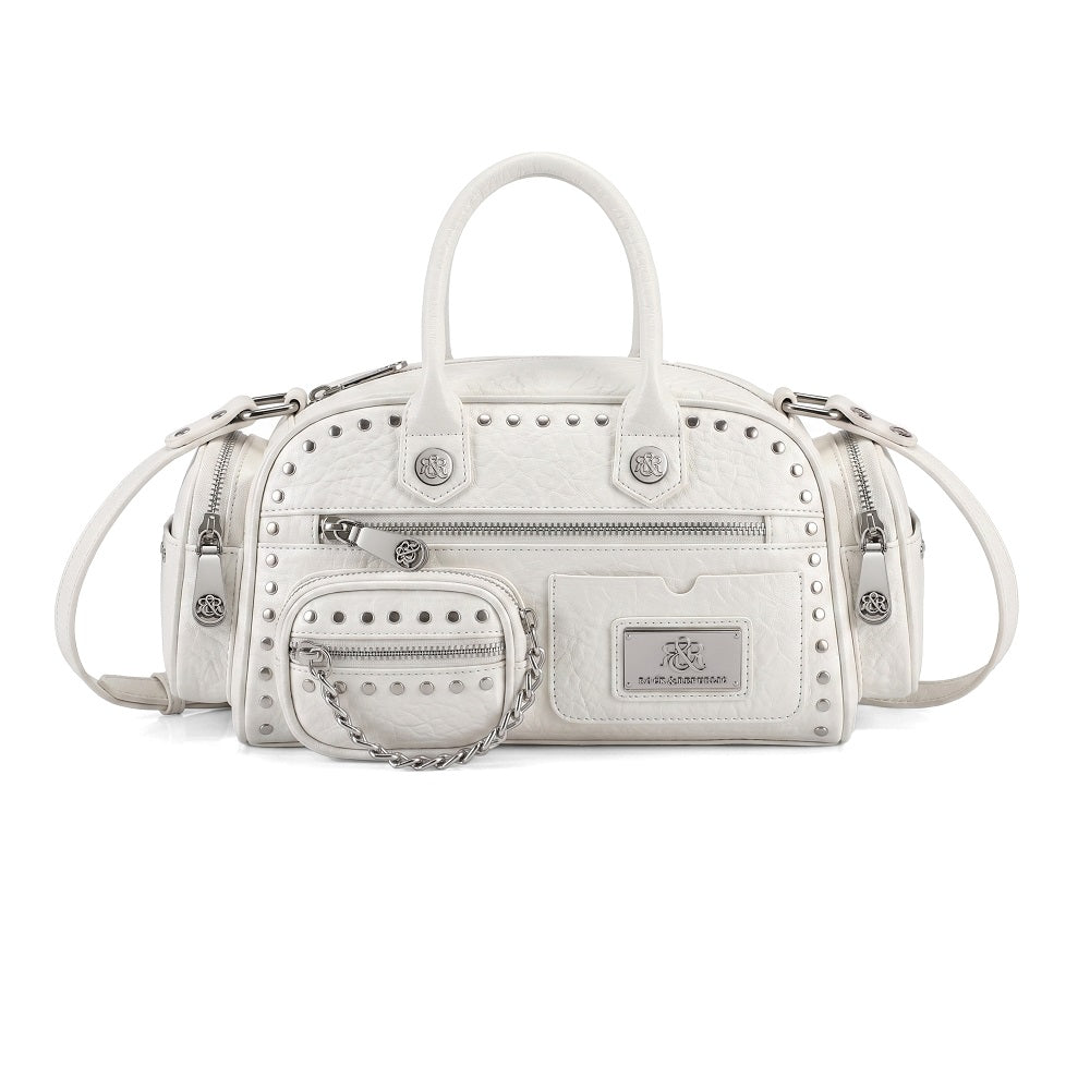 Rivet Mini Boston Bag with Detachable Chain Pouch
