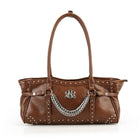 Studded Shoulder Bag with Draped Chain and RR Logo Hardware