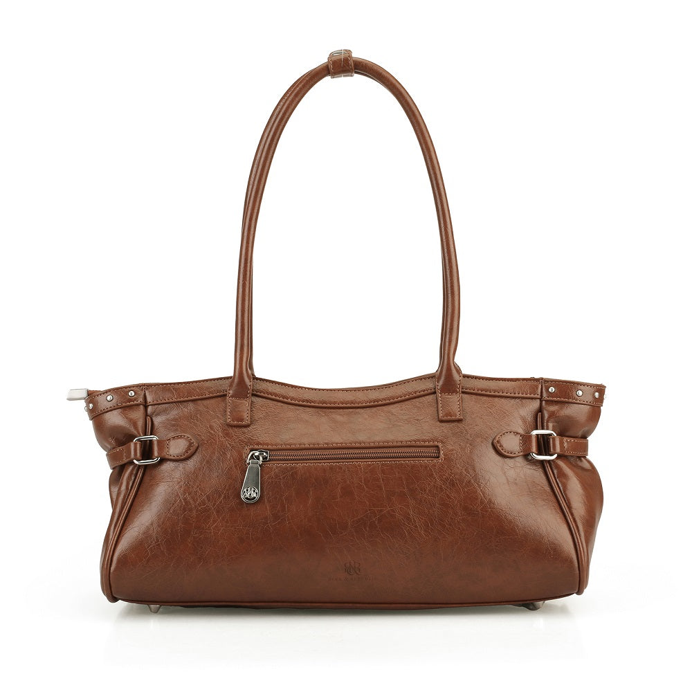 Studded Shoulder Bag with Draped Chain and RR Logo Hardware
