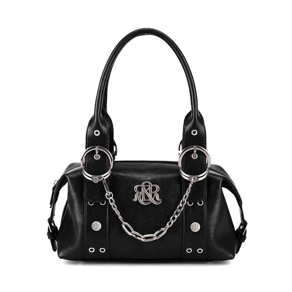 Satchel Handbag with Silver Chain and RR Logo Detail