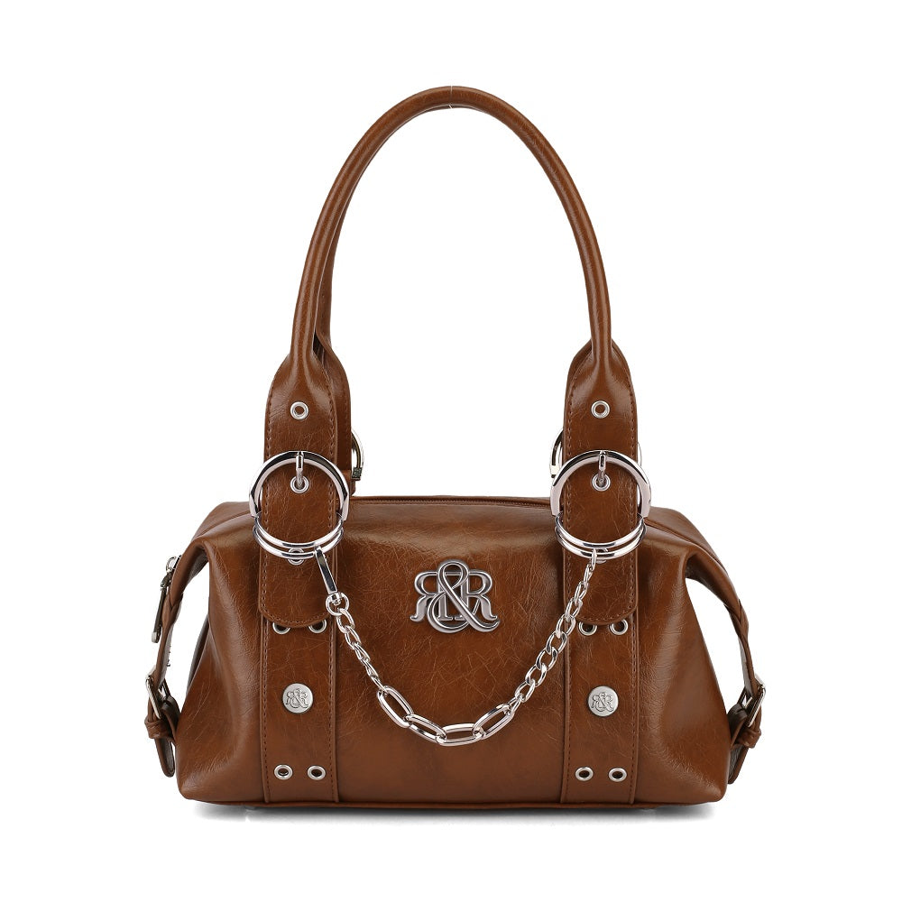 Satchel Handbag with Silver Chain and RR Logo Detail