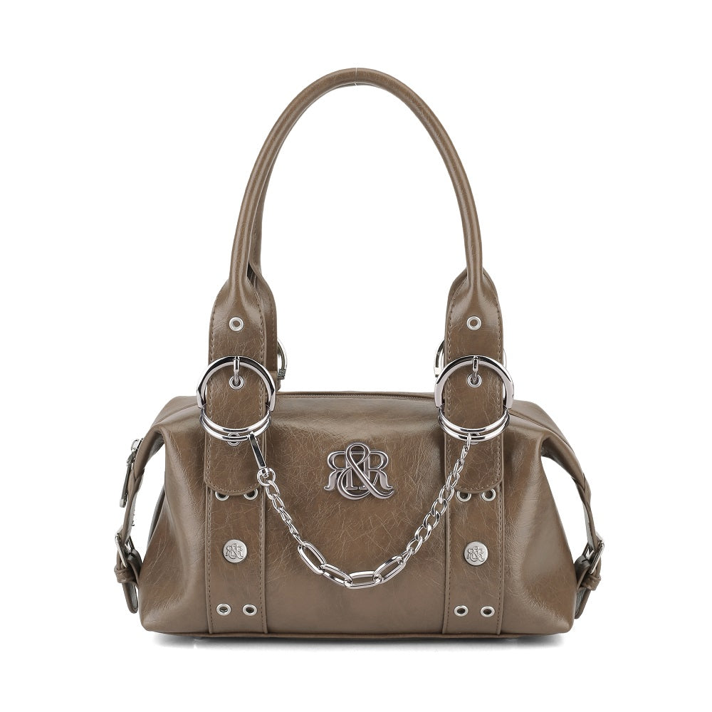 Satchel Handbag with Silver Chain and RR Logo Detail