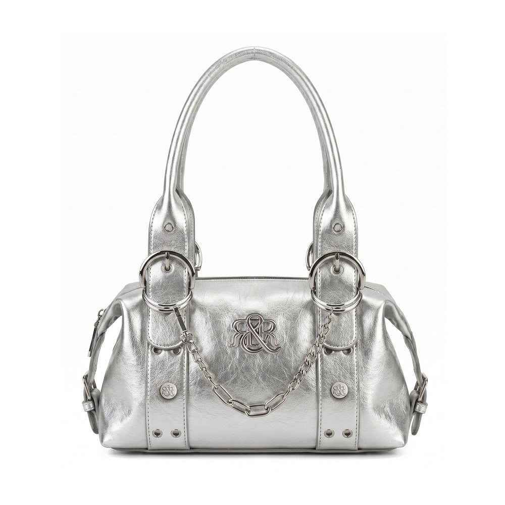 Satchel Handbag with Silver Chain and RR Logo Detail