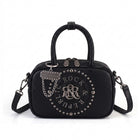 Women's Studded Logo Medallion Satchel Crossbody Bag