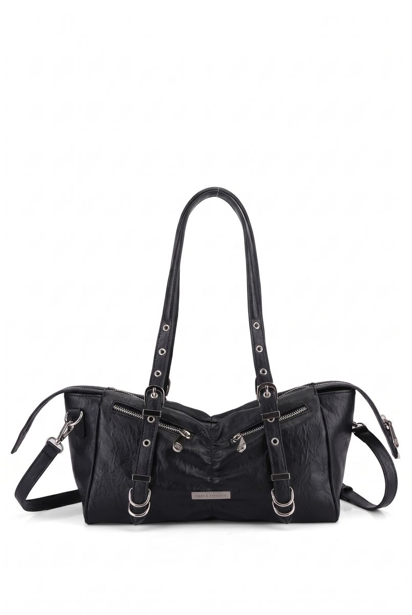 Dual Zip Top Handle Bag with RR Logo Hardware and Ring Detail