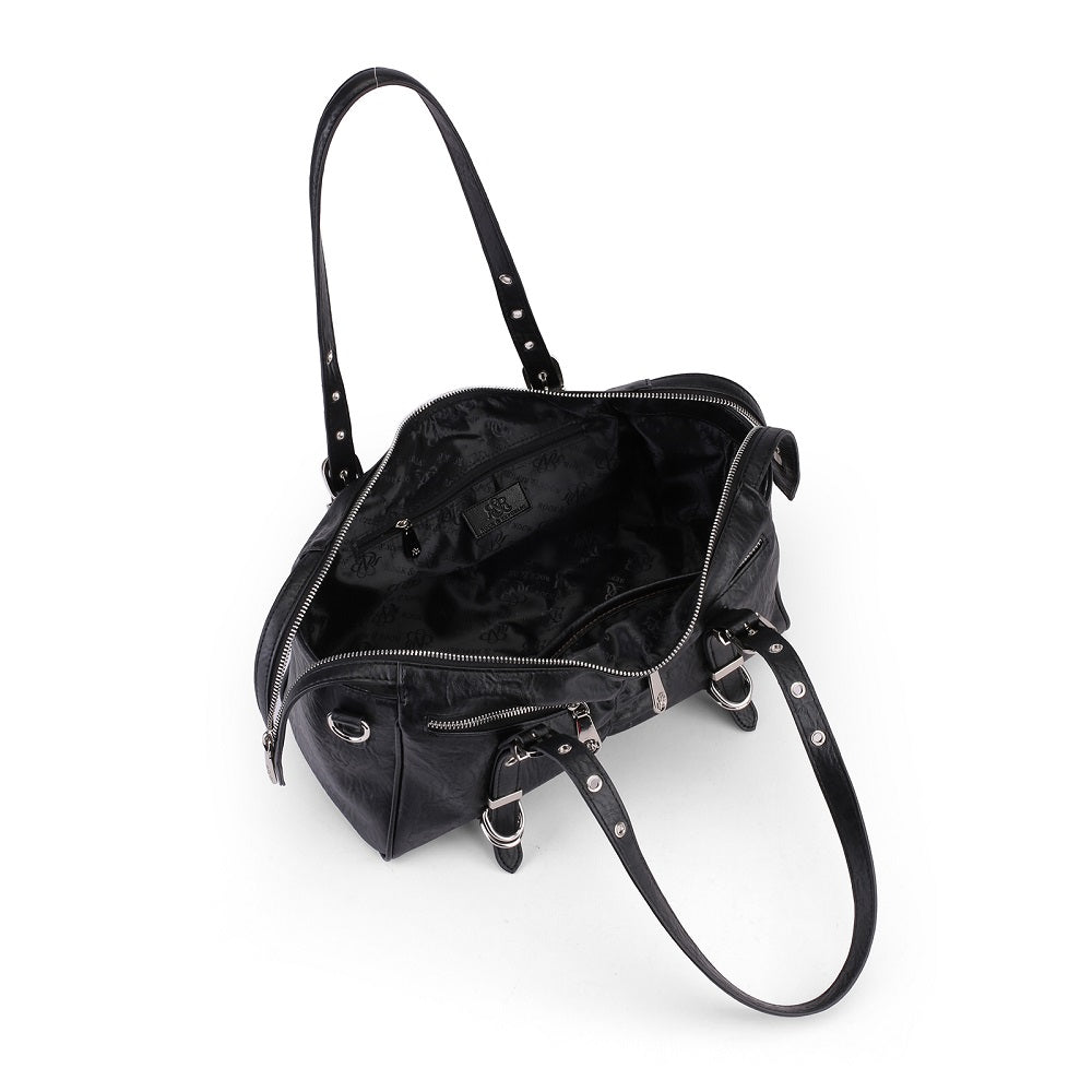 Dual Zip Top Handle Bag with RR Logo Hardware and Ring Detail