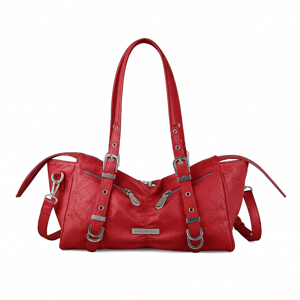 Dual Zip Top Handle Bag with RR Logo Hardware and Ring Detail