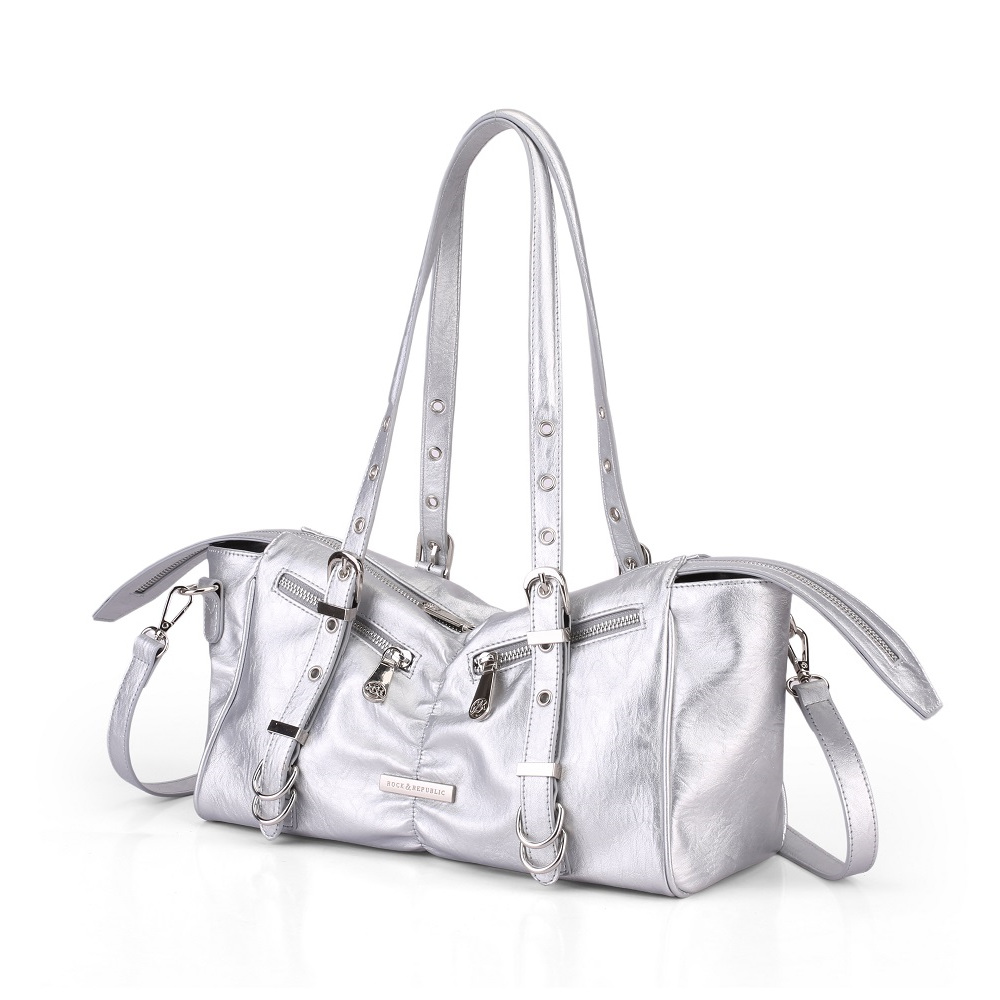 Dual Zip Top Handle Bag with RR Logo Hardware and Ring Detail