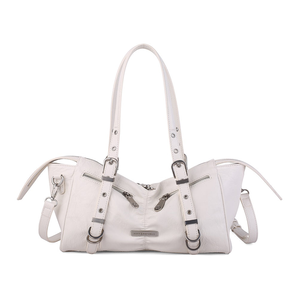 Dual Zip Top Handle Bag with RR Logo Hardware and Ring Detail