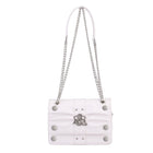 Ruched Flap Crossbody Bag with R&R Logo and Curb Chain