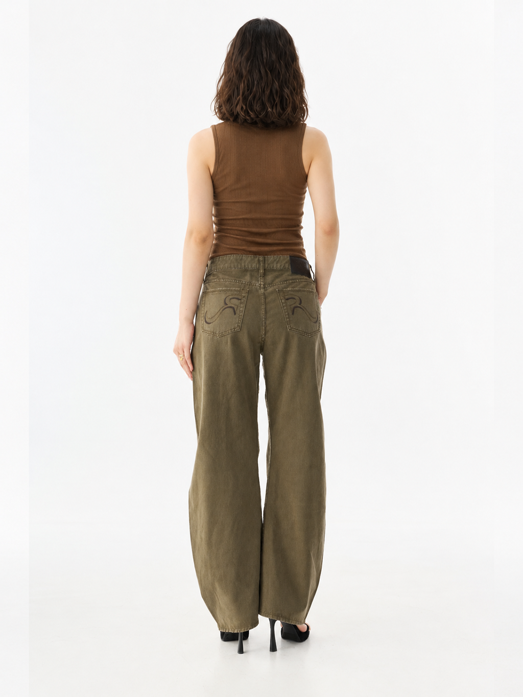 Rowan Washed Olive Barrel Leg Jean