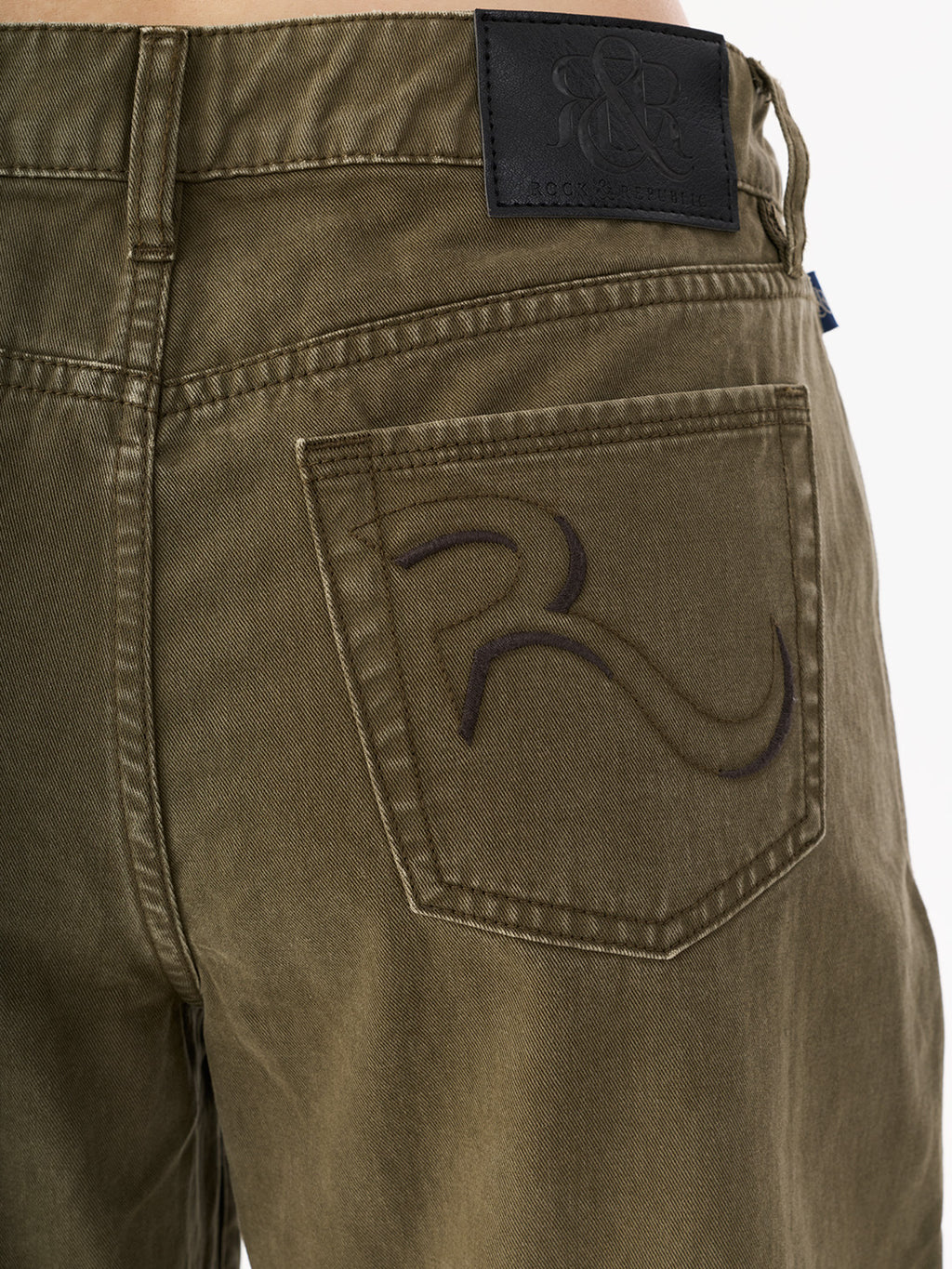 Rowan Washed Olive Barrel Leg Jean