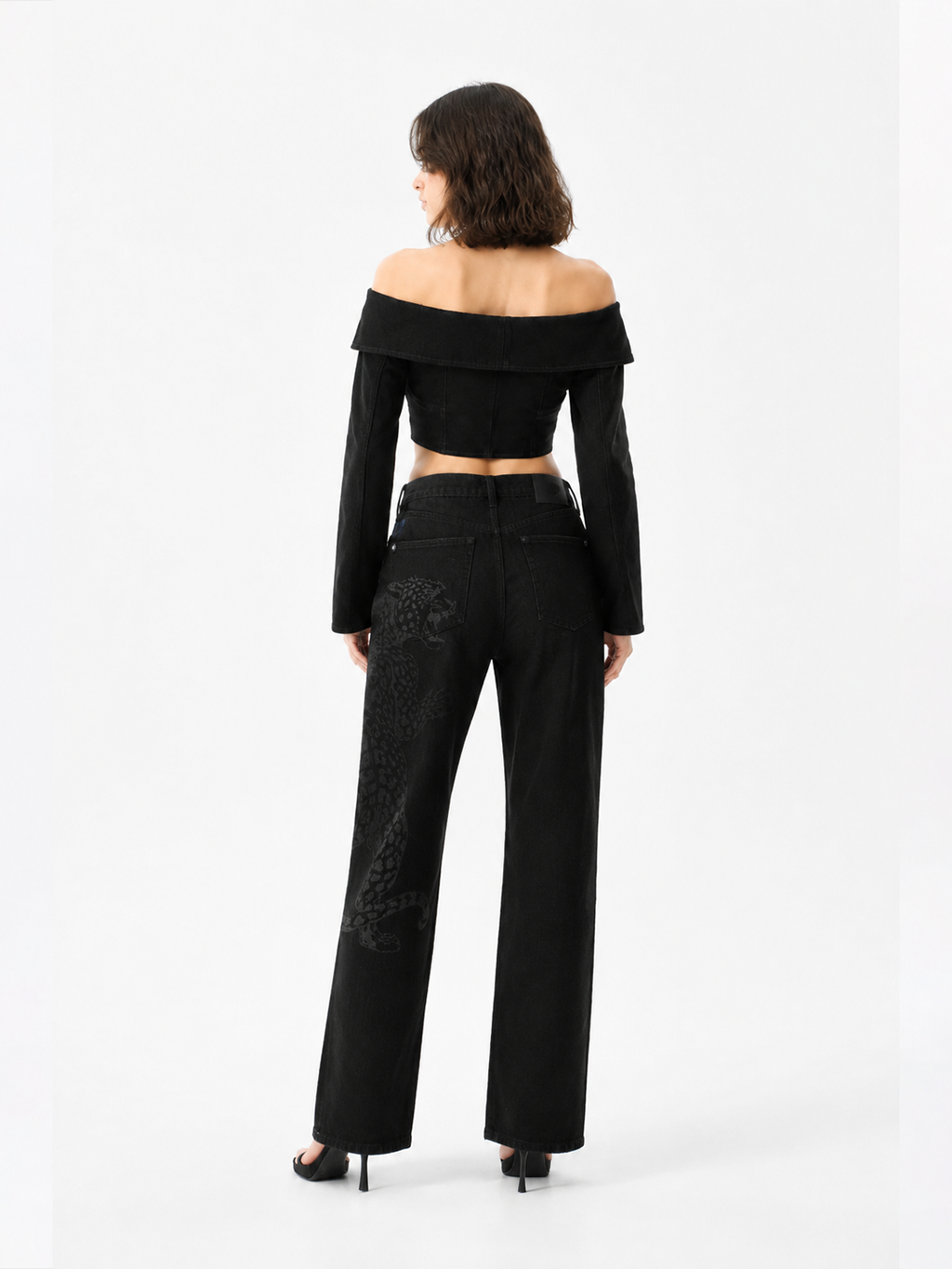 Kaia Tonal Leopard Panel Straight Jean