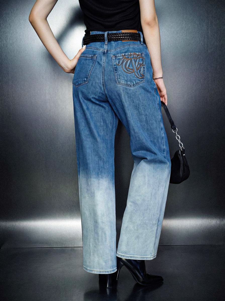 Kendall Ombre Wash Wide Leg Jean
