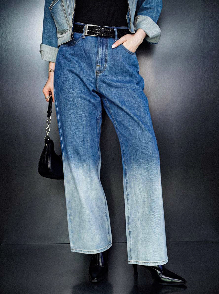Kendall Ombre Wash Wide Leg Jean