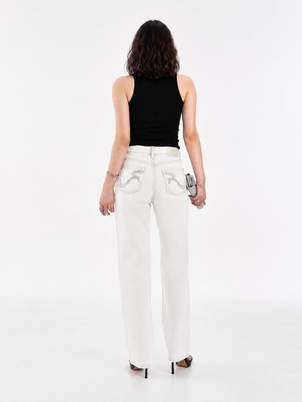 Kaia Grey Acid Wash Straight Jean