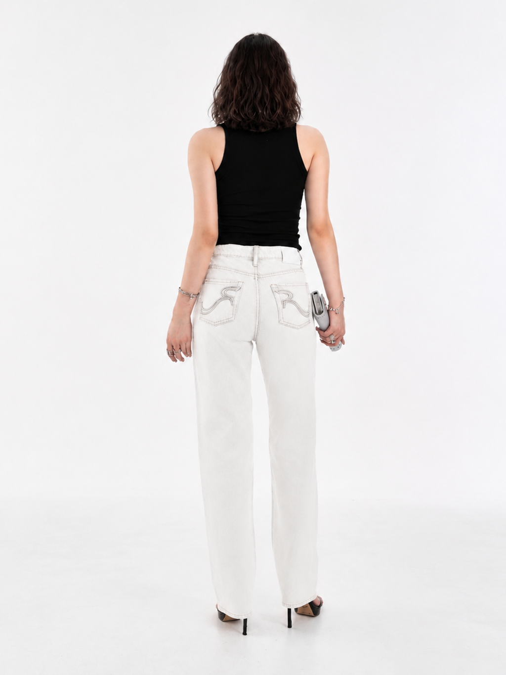 Kaia Grey Acid Wash Straight Jean