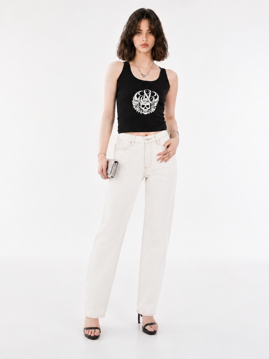 Kaia Grey Acid Wash Straight Jean