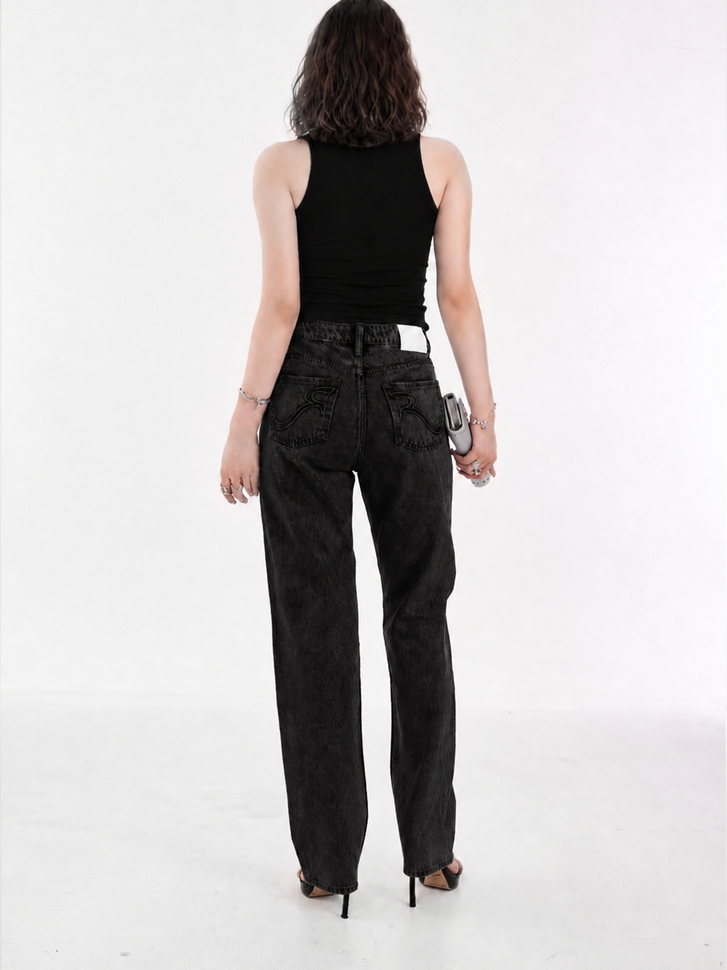 Kaia Grey Acid Wash Straight Jean
