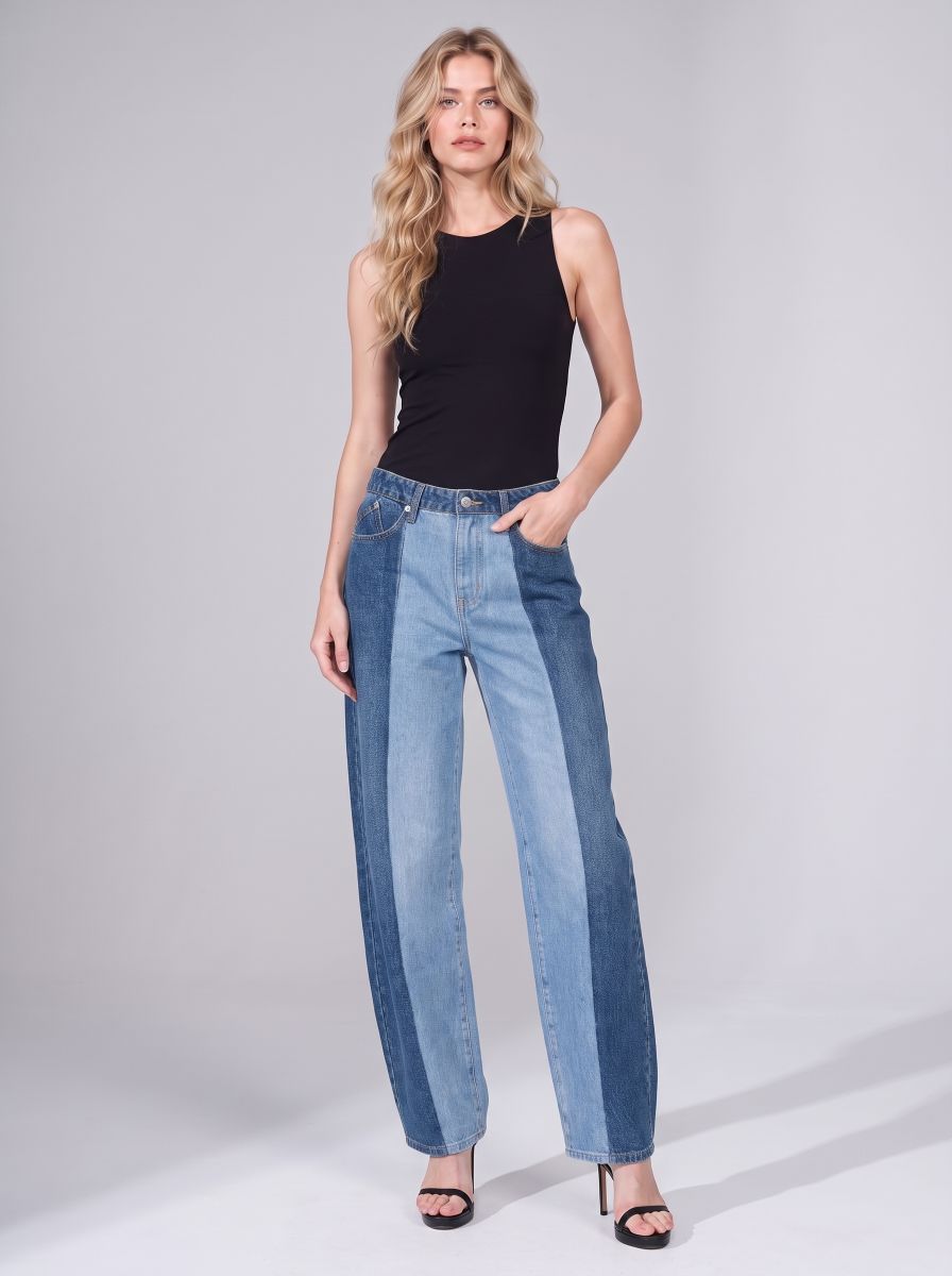 Rowan Two-Tone Panel Barrel Leg Jean