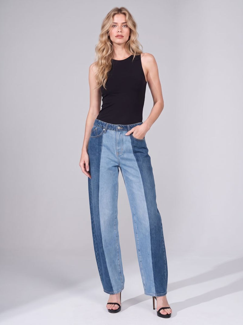 Rowan Two-Tone Panel Barrel Leg Jean