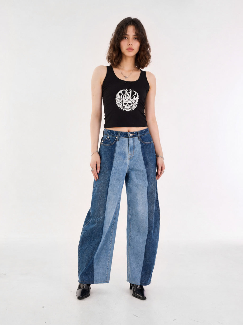 Rowan Two-Tone Panel Barrel Leg Jean